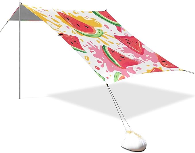 ALAZA Watercolor Watermelon Pattern Beach Tent Sun Shelter Portable Canopy Sunshade for Outdoor Camping Picnics Backyard Fun 10x9 ft