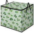 XL Large Clothes Storage with Lid Handle St. Patrick's Day Large Thick Clothes Blanket Storage Containers for Organizing Bedroom Closet Comforter Spring Green Clover Leaves Holiday