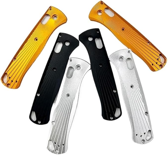 1 Pair Aluminum Alloy Scales in Black Fits for Bugout 535 Non-slip Custom Blank Handle Patch Replacement