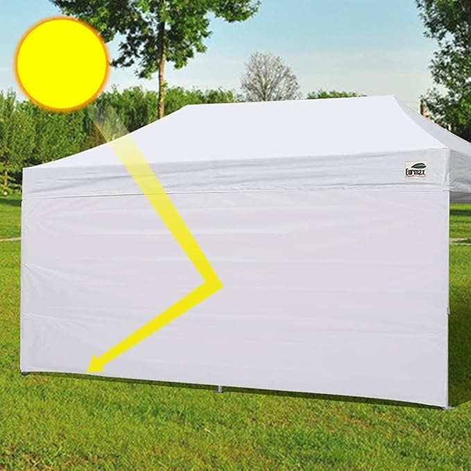 Eurmax USA 10x20 Pop Up Canopy SunWall-UV Protection for TentsBlocks Sunlight&ampWindWater Resistant Side Wall OnlyEasy Hook &amp Loop InstallationFit for 20FT Straight Leg Shelters&ampGazeboT