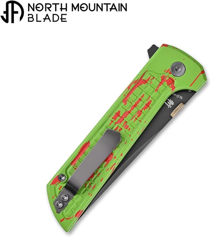 Manual Folding Pocket Knife for Men - SLD-Magic 3-Layer San Mai Steel - 3.5 DLC Coated Modified Tanto Blade - Lightweight Aluminum Handle with Secure Button Lock - Precision EDC Utility Tool for Outd