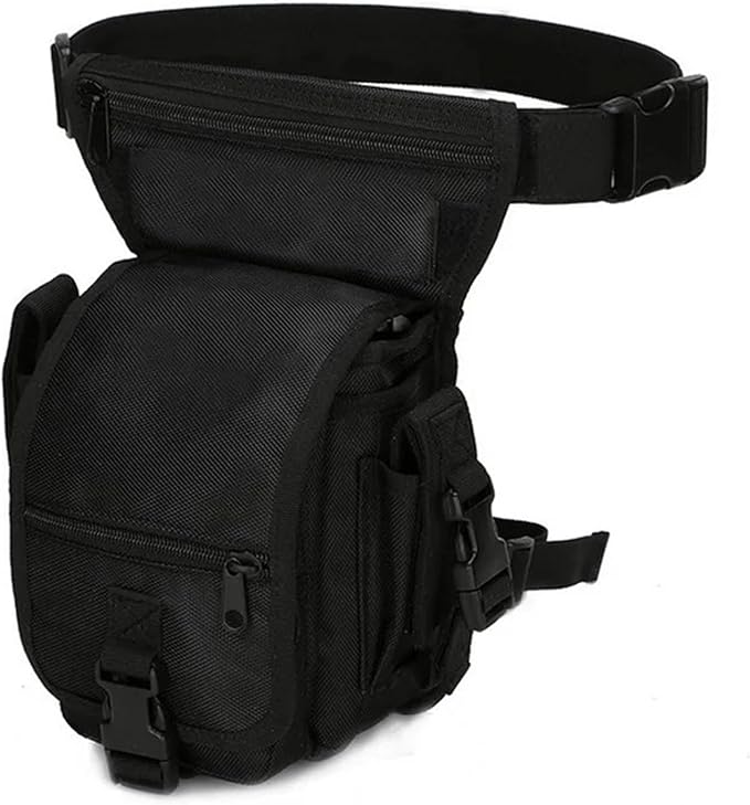 Tactical Drop Leg Bag Men Thigh Waist Fanny Pack Hunting Accessories Molle Gun Bag Hiking Traveling Camping Thigh Pouch(Black)