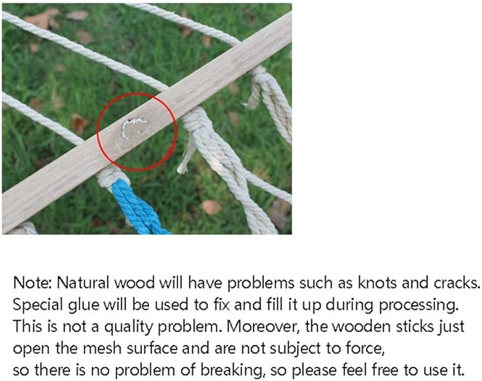 Portable Hammock Mesh Camping Hammock Thick Rope Hammocks with Sticks for Outdoor/Indoor Patio Backyard for Backpacking Beach (Color : White)