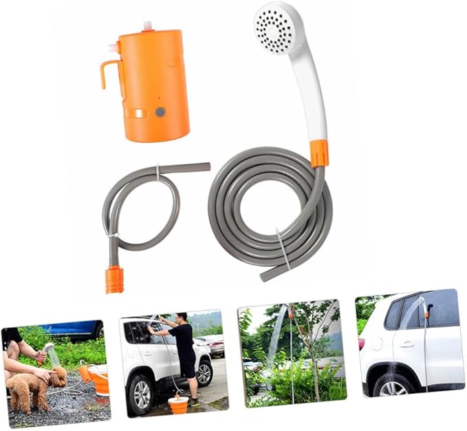 Abaodam 1Set Shower with Lighting for Camping Rechargeable Outdoor Shower for Travel and Pet Cleaning Compact and Easy to Carry Orange