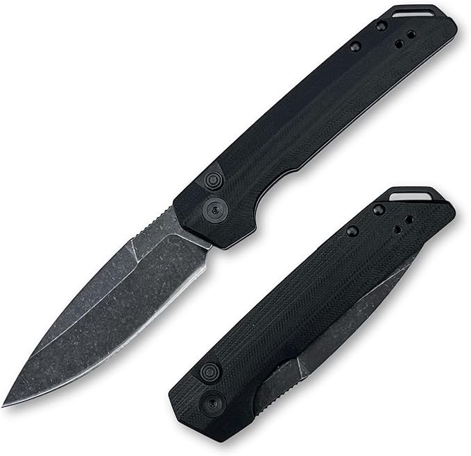8'' One-handed Development Pocket KnifeBlackout Utility Folding Knives3.43 8Cr13Mov BladeDurable G10 Handles and Reversible PocketclipCamping EDC Tool for Men's Gifts