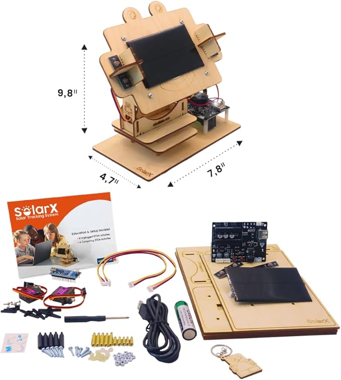 SolarX V2: Sun-Tracking Solar Panel DIY Kit with Arduino Nano Solar Sun Tracker Sytem with Electronic Components Educational Sun Tracker Kit Solar Coding Kit