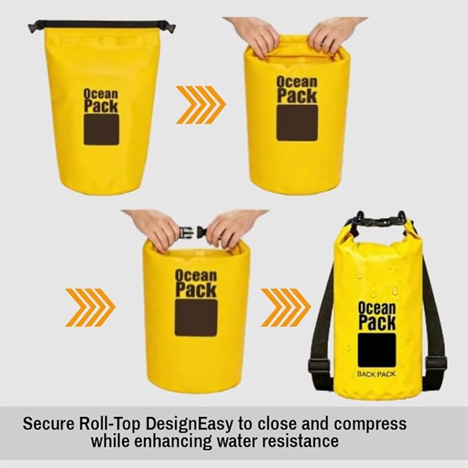 Waterproof Dry Bag Set of 3 (15L 20L 30L) - PVC Roll Top Dry Bags Waterproof - Backpack for Kayaking Camping Beach &amp Travel (Camouflage: light blue pink and yellow)