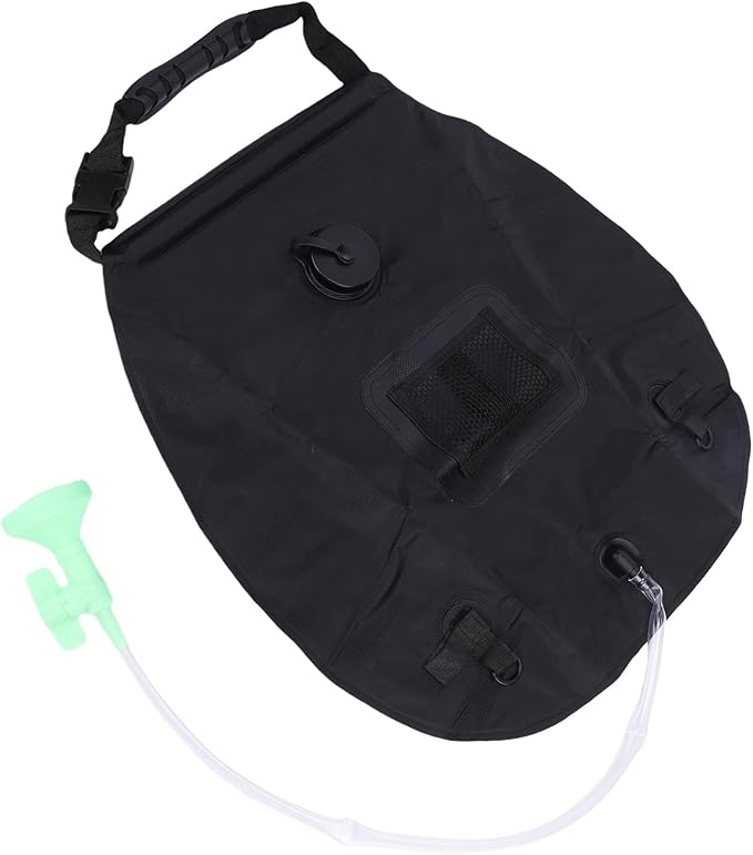 Focket Solar Shower Bag 20L Solar Heating Camping Shower Portable with Switchable Head for Car Outdoor Beach Swimming (Black)