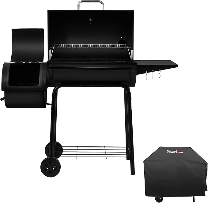 Royal Gourmet CC1830SC Charcoal Grill Offset Smoker with Cover 823 Square Inches Black Perfect for Backyard Cooking Outdoor Camping