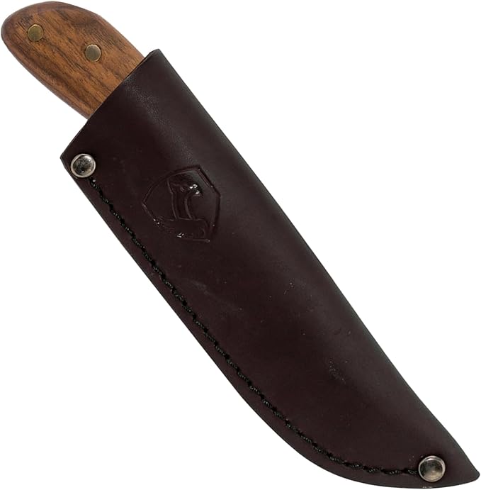 Condor Tool &amp Knife Nessmuk Knife 4 Inch W/Leather Sheath - 1075 High-Carbon Steel Blade - Ergonomic Walnut Handle for Precise Control - Ideal for Survival Camping and Outdoor Adventures