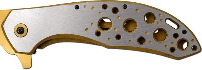Snake Eye Tactical 12 Jumbo Huge Heavy Duty Ultra Smooth One Hand Opening Folding Pocket Knife Limited Edition Collectors Knife - Ideal for Recreational Work Hiking Camping (Gold)