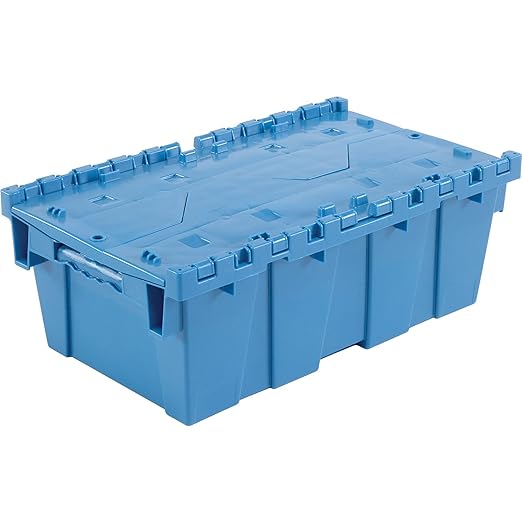 Global Industrial Distribution Container With Hinged Lid 19-5/8x11-7/8x7 Blue