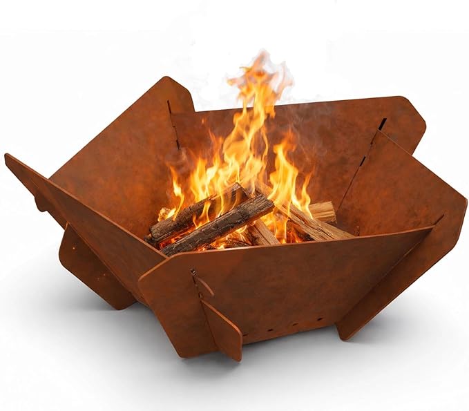 Decoroca Corten Steel Fire Pit - Outdoor Wood Burning Pit for Backyard Patio Garden &amp Terrace Durable &amp Weather-Resistant Ideal for Family Gatherings &amp Parties