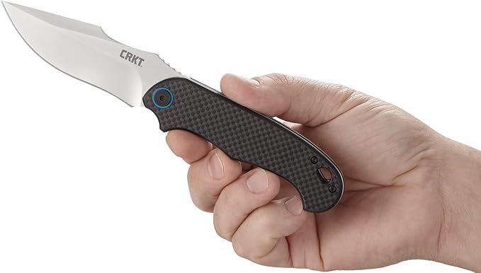 CRKT P.S.D. (Particle. Separation. Device.) Assisted Folding Knife with Liner Lock: 1.4116 Plain Edge Blade Carbon Fiber w/G10 Base Handle Reversible Pocket Clip 7920