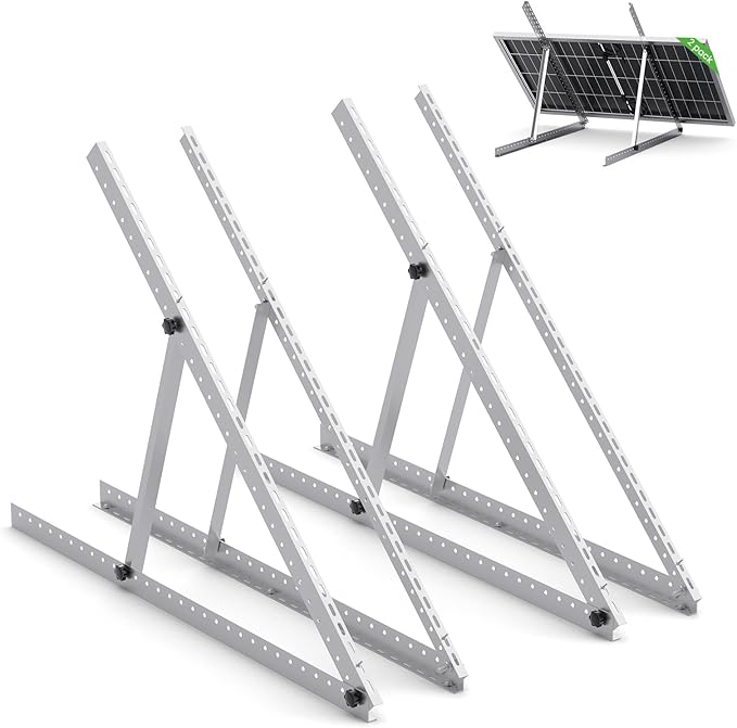41in Adjustable Solar Panel Mount Brackets with Foldable Tilt Legs Aluminum Mounting Stand for 100W-400W Panels Roof RV Boat Off-Grid Systems (2 Sets)