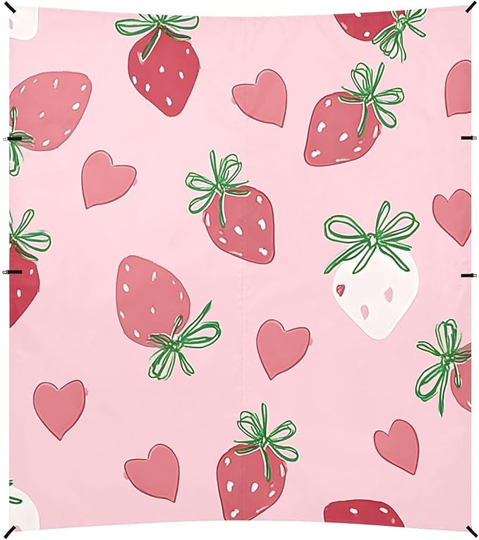 ALAZA Strawberry Bow Heart Pattern Beach Tent Sun Shelter Portable Canopy Sunshade for Outdoor Camping Picnics Backyard Fun 10x9 ft