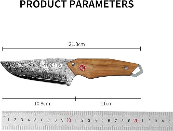 SODEN Damascus Hunting Knife with Sheath VG-10 Core Fixed Blade Survival &amp Camping Knife for Outdoor Tactical Use | Full Tang | Sharp Knife &amp Tool Set