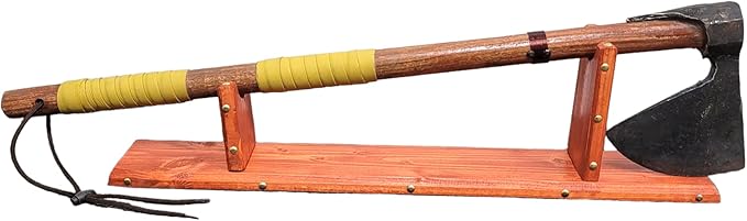Hand-Forged Viking Two Handed Axe Carbon Steel Axe Head 29 Wood Handle Letaher Grip Copper Ring