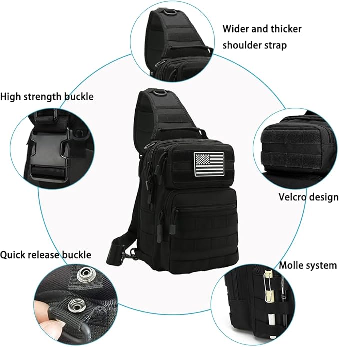 Tactical Sling Bag Backpack for Men Molle Shoulder Bag Pack Daypack Backpack for Hunting Hiking Traveling Camping