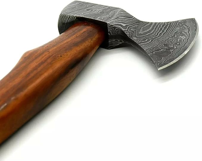 NOORAKI 14 Camping Axe Hatchet Tomahawk | Handmade Damascus Carbon Steel Hunting Viking Axe Chopping Axe Throwing Axe Gardening &amp Bushcraft Axe for Outdoor Wood | Viking Gifts for Men with She