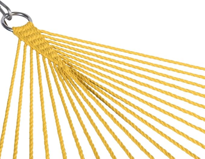 Lazy Daze Hammocks 10.5 FT Double 2 Person Caribbean Rope Hammock Hand Woven Polyester Hammock with Spreader Bars for Outside Outdoor Backyard Patio Poolside 450 LBS Capacity Yellow
