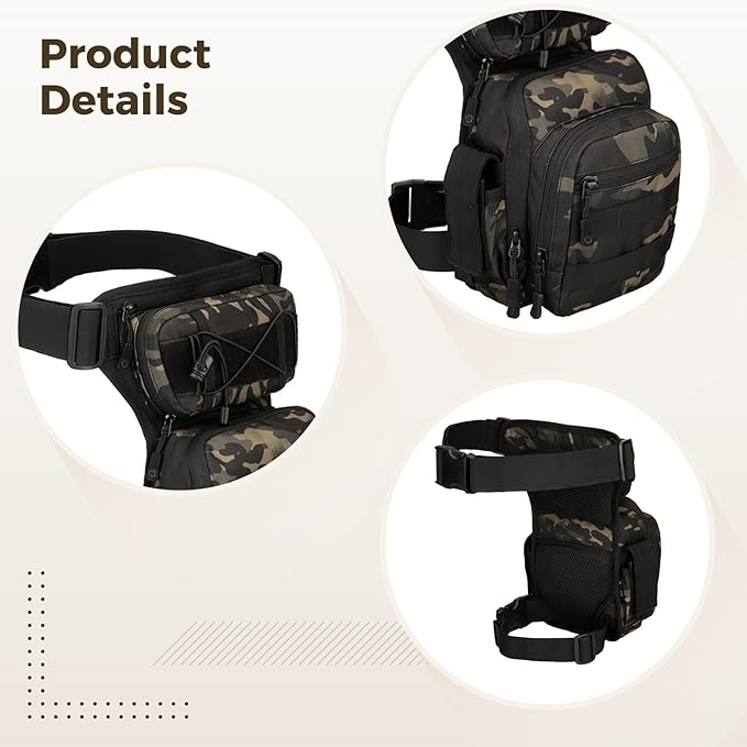 Waterproof Tactical Drop Leg Bag Adjustable Thigh Pouch With Quick Release Buckles For Outdoor Fishing Hiking &amp Photography