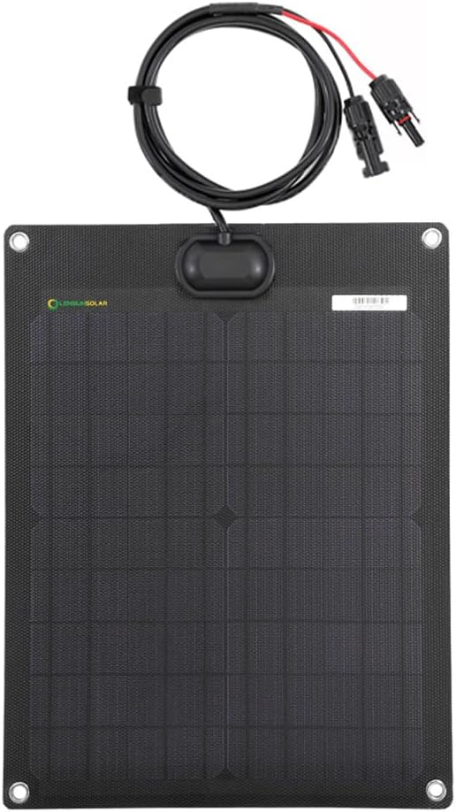 Lensunsolar 20W 12V ETFE Black Flexible Solar Panel 18.5x12in Ultrathin Ultra Lightweight PERC Mono High Efficiency Solar Cells for Campers RVs BoatsCamping Tent