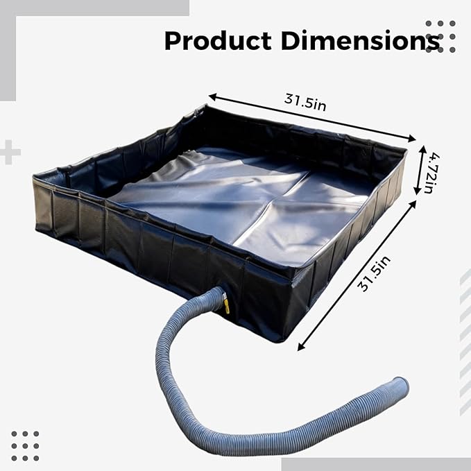 Square Water Pool 31.5 X 31.5 X 4.7 in Foldable Shower Base Portable Shower Pan for Camping Outdoor Wash Basin Detachable Drain Pipe