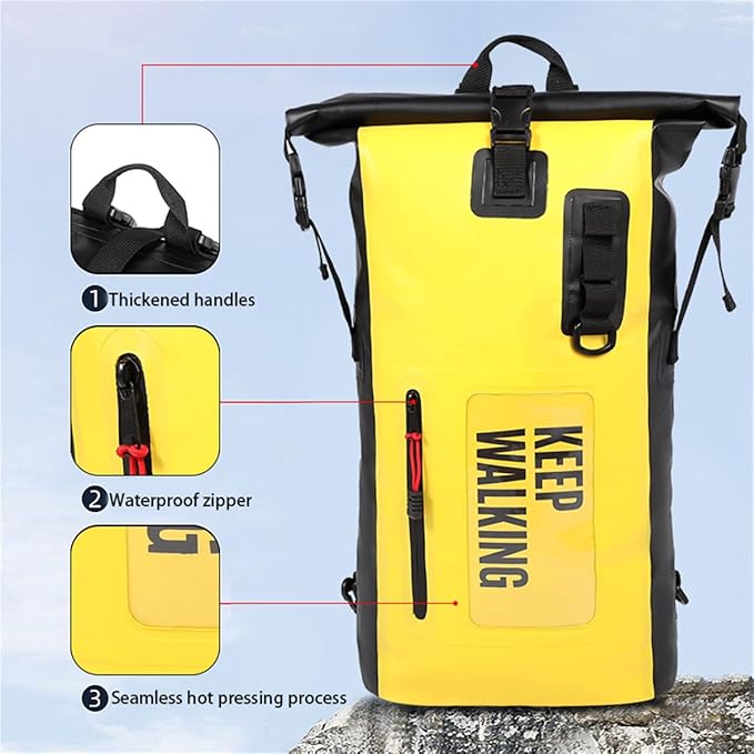 Generic Outdoor PVC Waterproof Dry Backpack Water Floating Bag Roll Top Sack Dry Bags for Kayaking Waterproof Flotation 30L (Black30L)
