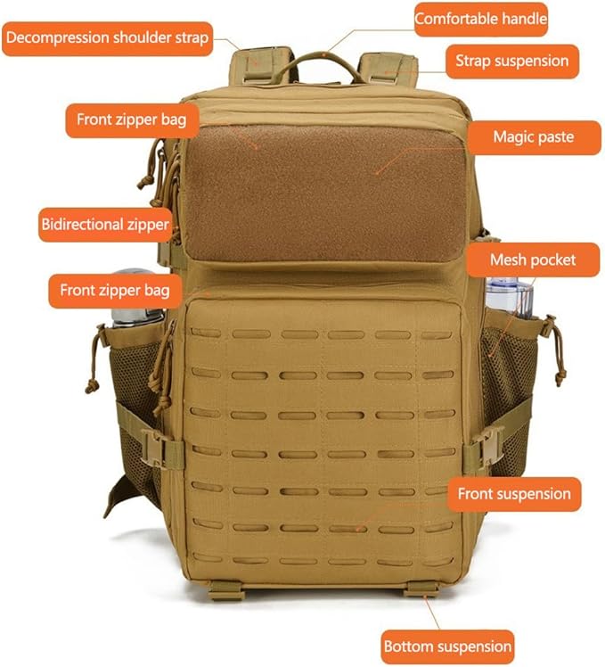 Military Tactical Backpack Army 3 Day Assault Pack Molle Bag Rucksack (Black CP)