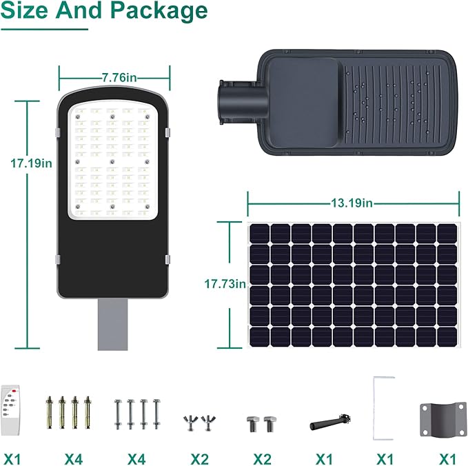 Gebosun 200W LED Solar Street Lights Outdoor 66000LM 6000K Waterproof Outdoor Solar Flood Light Dusk to Dawn Security Yard Light with Remote Control Solar Garden Lamp for Pathway Driveway