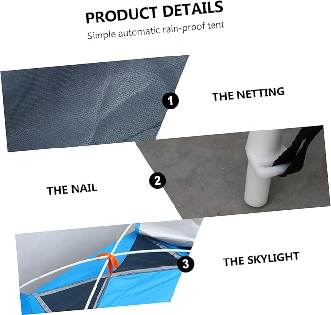 BESTonZON Portable Rainproof Beach Tent for People Automatic Setup Breathable Sun Shelter Blue for Camping Outdoor Activities and Family Trips