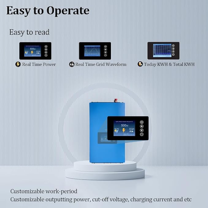 Y&ampH 1000W Grid Tie Inverter Power Limiter DC25-60V Solar Input AC110V/240V Auto Switch