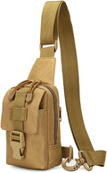 EDC Shoulder Bag Chest Pack Single Shoulder Messenger Tactical Military Bag Sport Backpack Hiking Daypack Men Women (Mud Color)