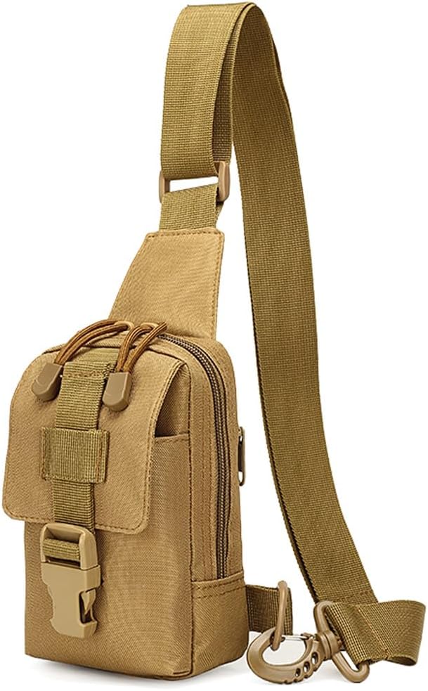 EDC Shoulder Bag Chest Pack Single Shoulder Messenger Tactical Military Bag Sport Backpack Hiking Daypack Men Women (Mud Color)