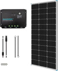Renogy 100W 12V Solar Panel Starter Kit 100 Watt Monocrystalline Solar Panel 30A LCD PWM Charger Controller Adaptor Kit Tray Cables Z Brackets for RV Camper and Other Off Grid Applications