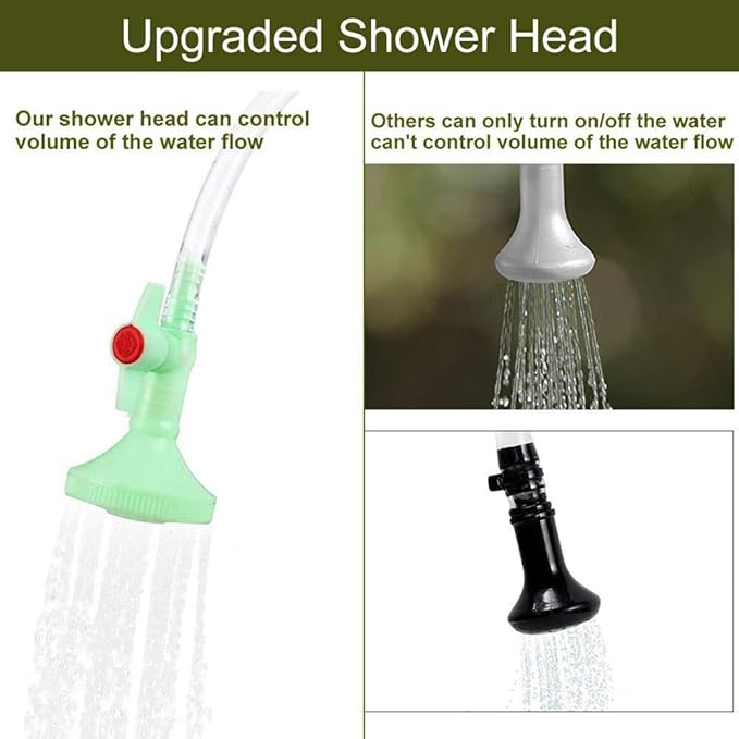 VICASKY Solar Shower Bag Shower Nozzle Portable Outdoor Hiking Water Storage for Camping Beach and Travel Olive Green Easy to Use Folds for Storage