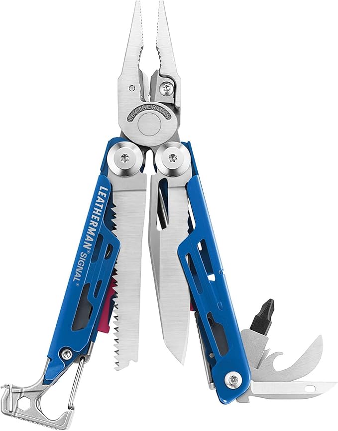 LEATHERMAN Signal 19-in-1 Multi-tool for Outdoors Camping Hiking Fishing Survival Durable &amp Lightweight EDC Made in the USA Blue/Red