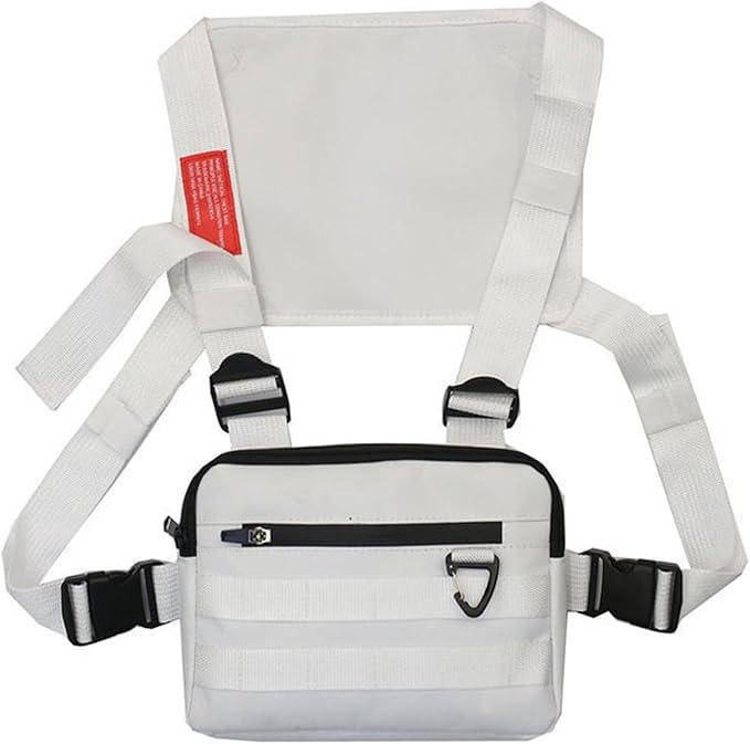 Outdoor Water Resistant Chest Bag For Men Tactical EDC Chest Pack With Built-In Phone Holder Lightweight Utility Chest Rig Pouch For Workouts Running Cycling Hiking (white)