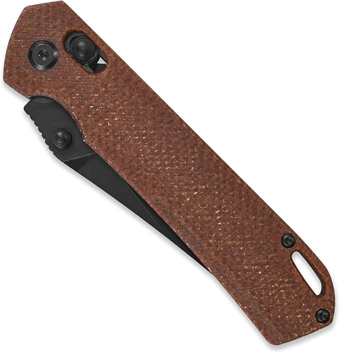 Sitivien ST124 Folding Pocket Knife D2 Steel+Micarta HandleBall Bearing Pivot Axis lock with Pocket Clip for CampingOutdoor EDC Knife Tool-Brown