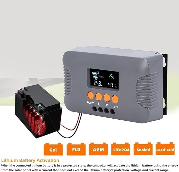 Boost MPPT Solar Charg Controller 24V 36V 48V 60V 72V 10A MPPT Charg Controller for Sealed Gel FLD Li Battery Solar Panel Battery Regulator for Golf Carts Electric Vehicles