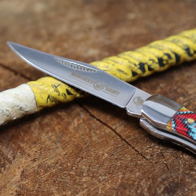 WHISKEY BENT HAT CO. Mini Hunter Folding Pocket Knife 2.75 Closed Length 440C Stainless Steel Blade (The Warrior)