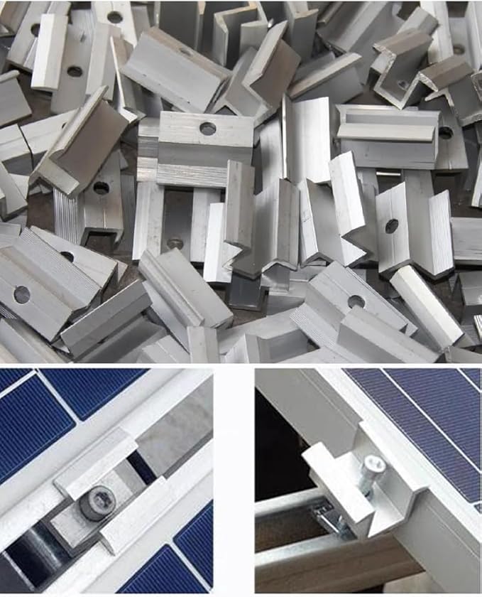 Solar Panel Mounting Z Brackets - Adjustable Aluminum Clamps 30-45Mm 20 Mid and 8 End Clamps for Panels