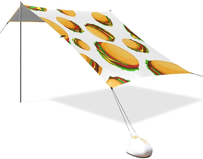 Beach Canopy with Windproof Ropes &amp Sandbags Beach Tent Sun Shade Sun Shelter for Camping Trips Fishing Backyard Fun or Picnics Hamburgers