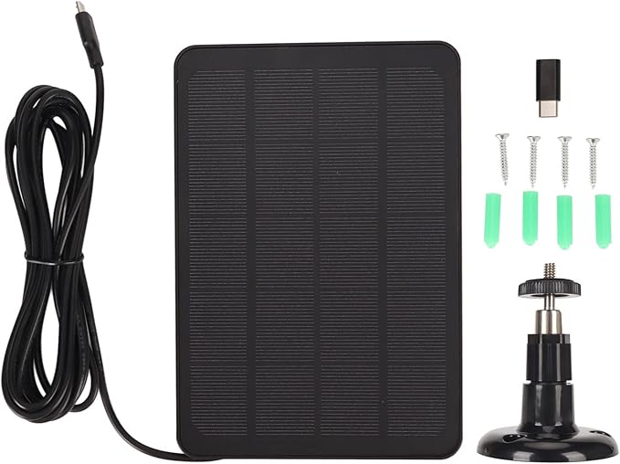 Solar Panel for Security Camera Outdoor 5V 4W High Efficiency Panel Camera Charger with 9.84ft Power Cord 360 Degree Rotation Efficient Conversion (Black)