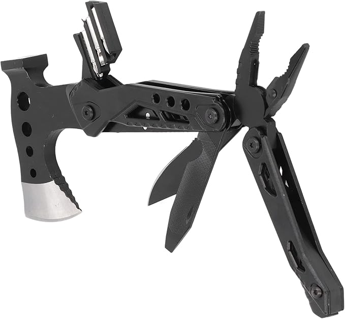 Foldable Multifunctional Axe Multitool Stainless Steel Portable Pocket Size with Hammer Pliers Knife for Camping Hiking Outdoor