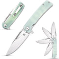 Sitivien ST126 Folding KnifeD2 Satin Blade+G10 HandlesLiner LockDeep Carry Pocket Clip for Outdoor and EDC(Jade)