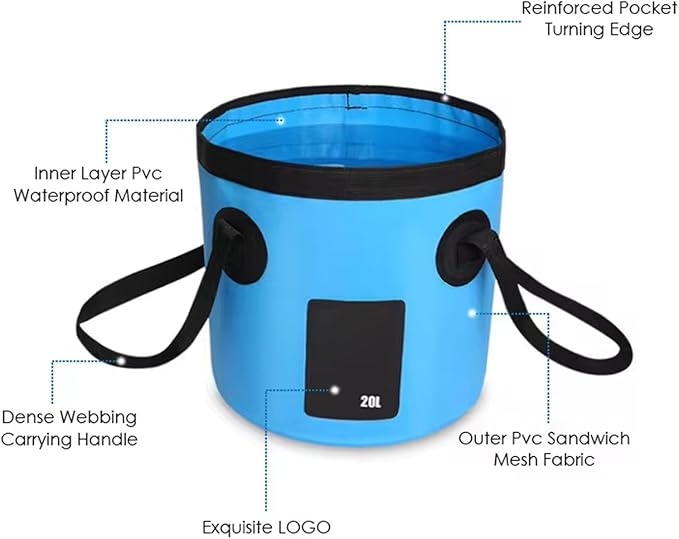 DC 12V Car Shower Outdoor Bather Charging Model with Folding Bucket Portable Outdoor Shower Convenient for Camping (Orange)