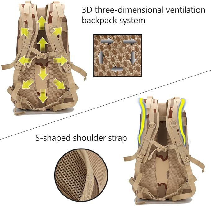 Tactical Backpack for Men Hiking Day Pack Molle Military Rucksack Waterproof Assault Pack Bag for Hunting Camping Trekking (Sansha Camouflage)