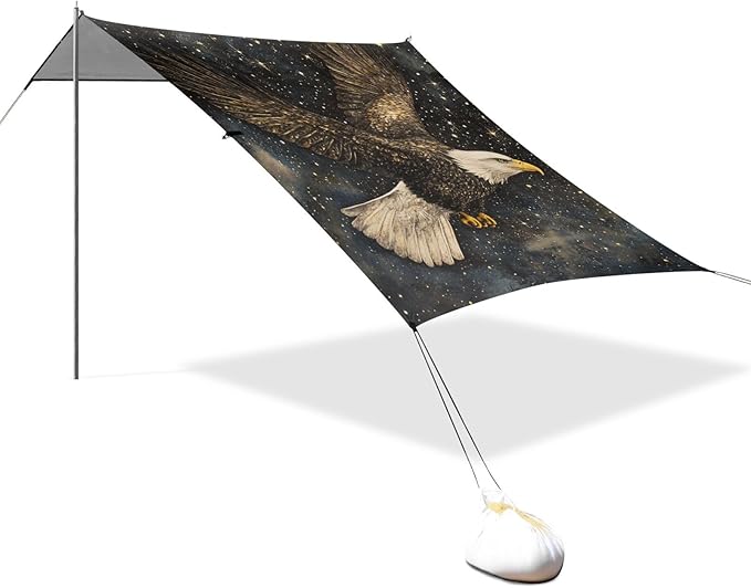 ALAZA Eagles Fly Starry Sky Beach Tent Sun Shelter Portable Canopy Sunshade for Outdoor Camping Picnics Backyard Fun 10x9 ft